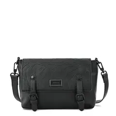AMPHORA - Cartera bandolera con tapa mediana samira negro