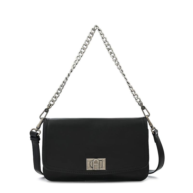 AMPHORA - Cartera bandolera con tapa mediana anto negro