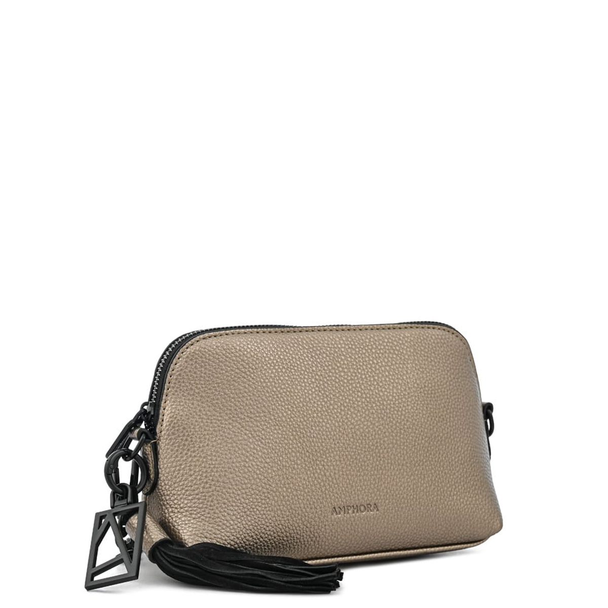 AMPHORA - Cartera bandolera ingrid mediana dorado medio