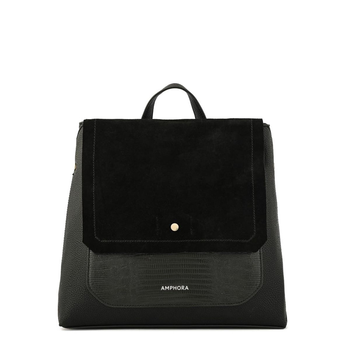 AMPHORA - Mochila con tapa becca mediana negro especial