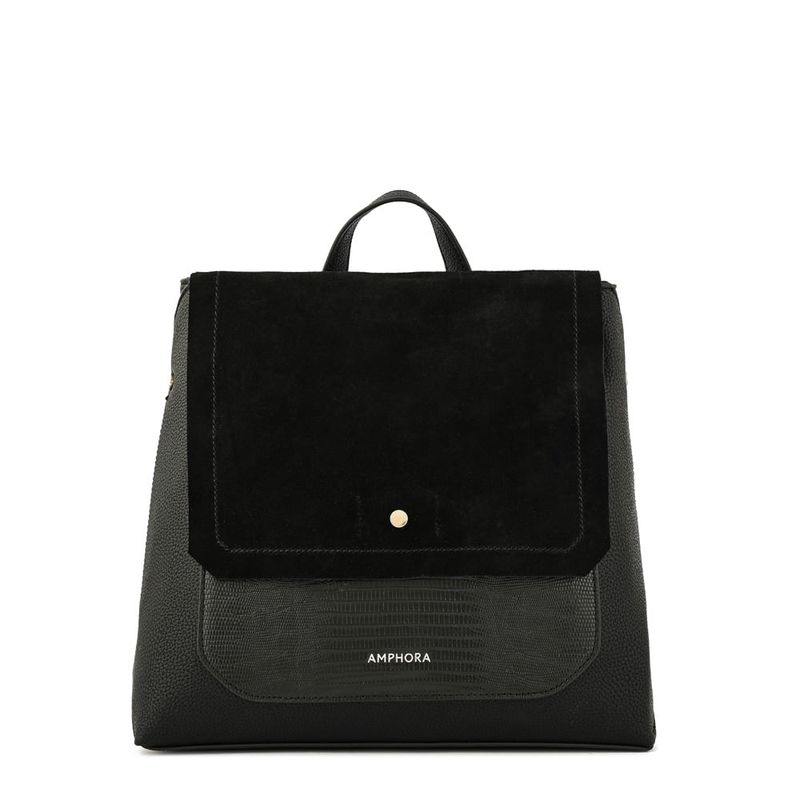 AMPHORA - Mochila con tapa mediana becca Negro especial
