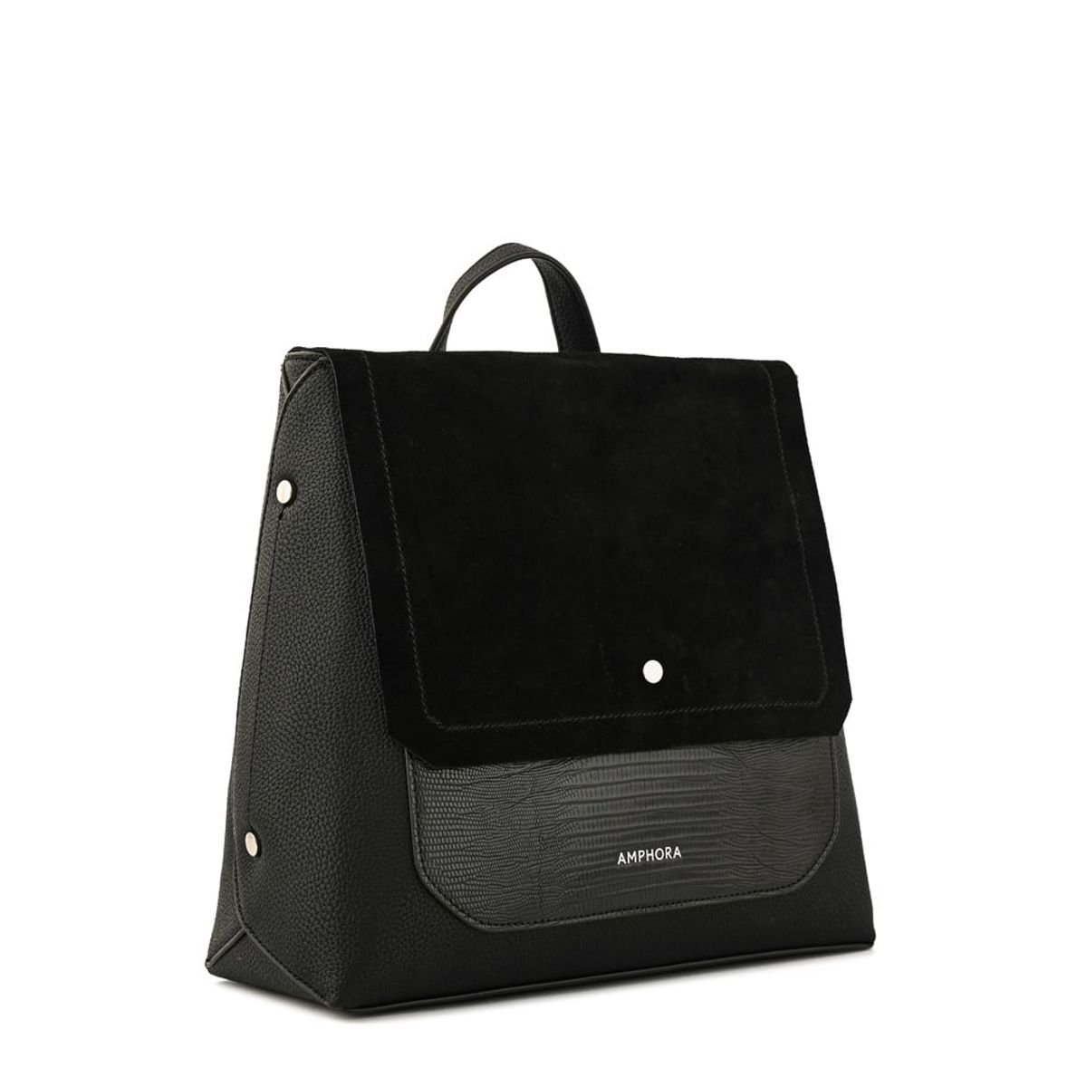AMPHORA - Mochila con tapa becca mediana negro especial