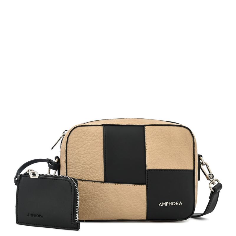 AMPHORA - Cartera bandolera mediana lyra beige