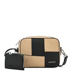 AMPHORA - Cartera bandolera mediana lyra beige