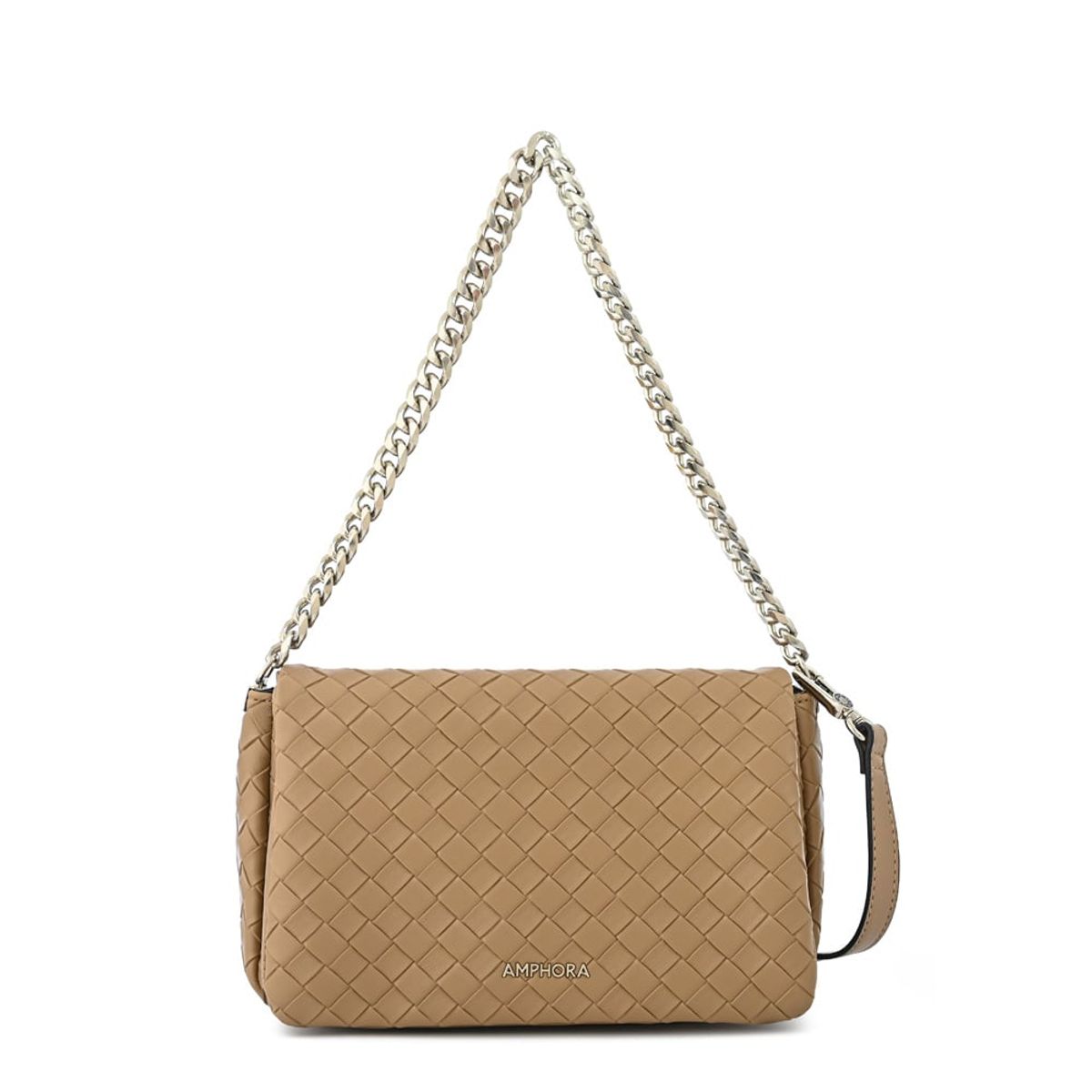 AMPHORA - Cartera bandolera con tapa bercy mediana beige oscuro