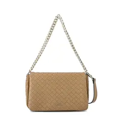 AMPHORA - Cartera bandolera con tapa mediana bercy beige oscuro