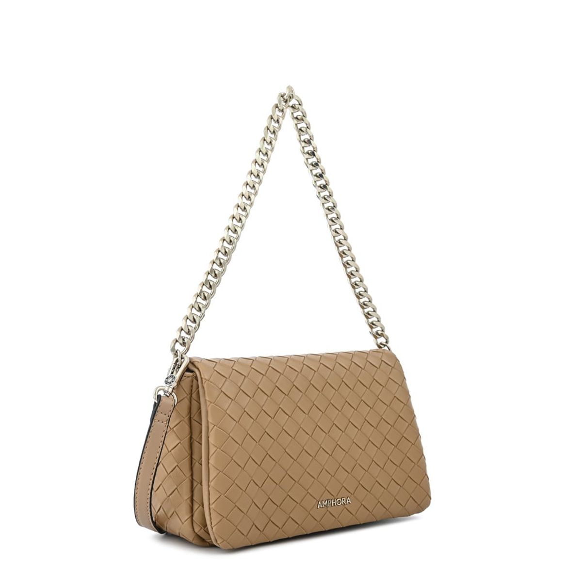 AMPHORA - Cartera bandolera con tapa bercy mediana beige oscuro