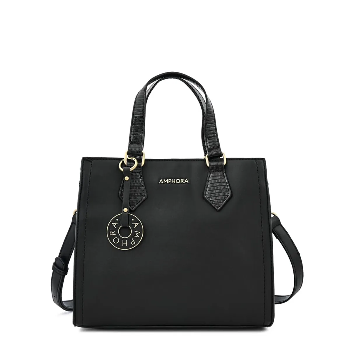 AMPHORA - Cartera tote tres divisiones nila mediana negro especial