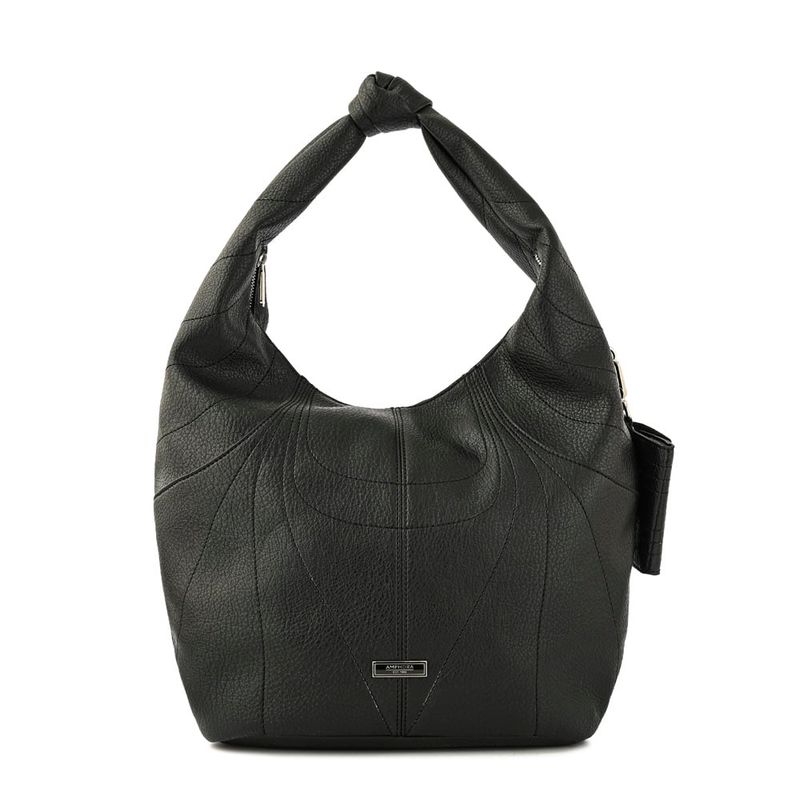 AMPHORA - Cartera dos asas corte oval grande zaha negro