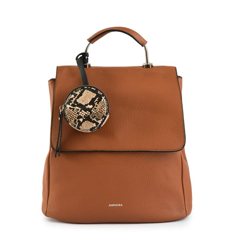 AMPHORA - Mochila con tapa mediana benita café