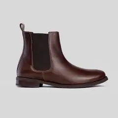 TRAUKO - Zapato Hombre Cuero Café Oscuro Chelsea
