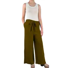 MPROPIA - Pantalon Palazzo Mujer Tipo Lino Casual Semi Formal Tiro Alto 106