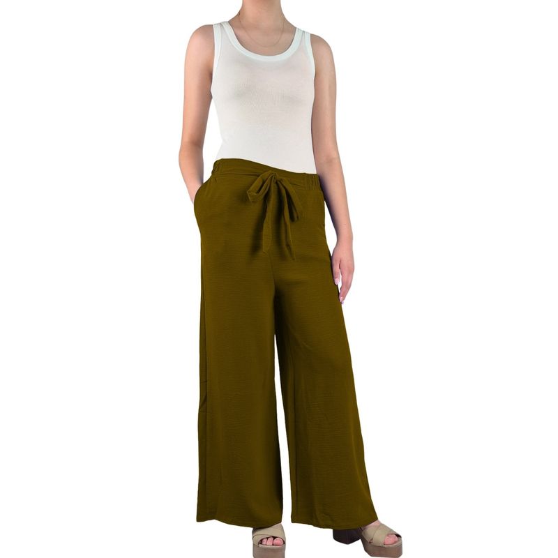 MPROPIA - Pantalon Palazzo Mujer Tipo Lino Casual Semi Formal Tiro Alto 106