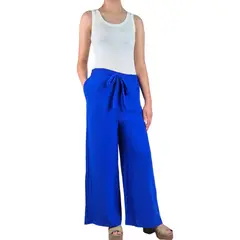 MPROPIA - Pantalon Palazzo Mujer Tipo Lino Casual Semi Formal Tiro Alto 106