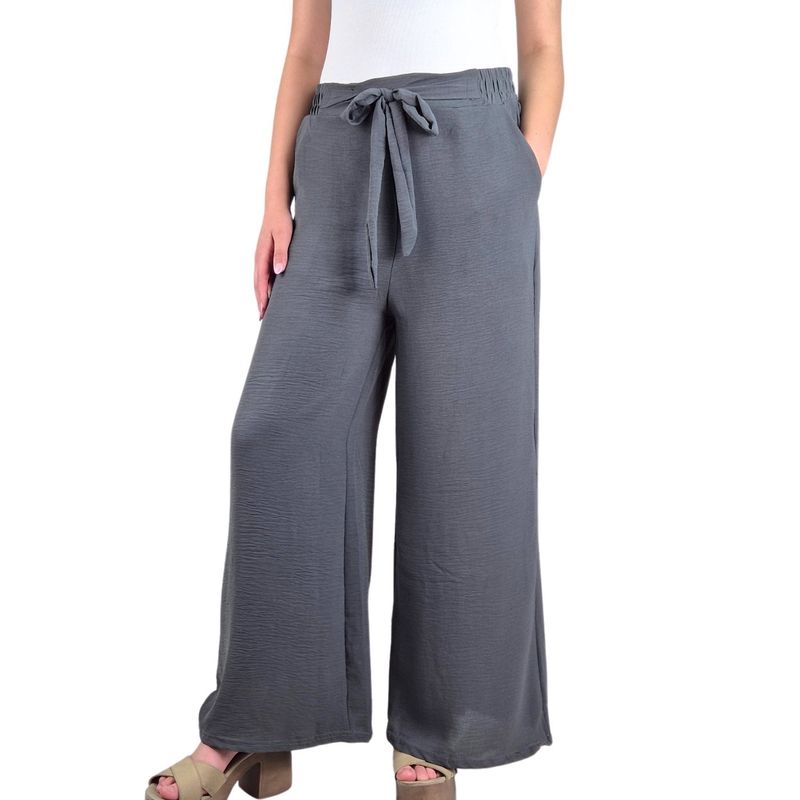 MPROPIA - Pantalon Palazzo Mujer Tipo Lino Casual Semi Formal Tiro Alto 106