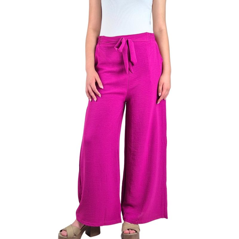 MPROPIA - Pantalon Palazzo Mujer Tipo Lino Casual Semi Formal Tiro Alto 106