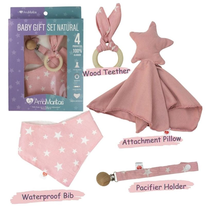 AMAMANTAS - Baby Gift Set Natural  Estrella Rosa