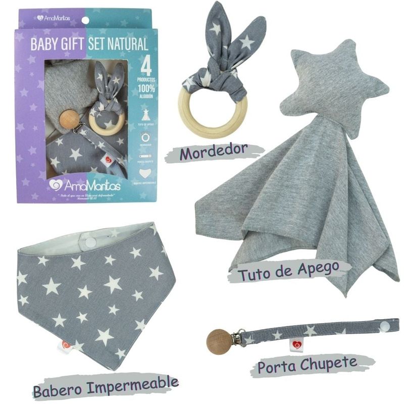 AMAMANTAS - ECO PACK BABY SHOWER ESTRELLA GRIS