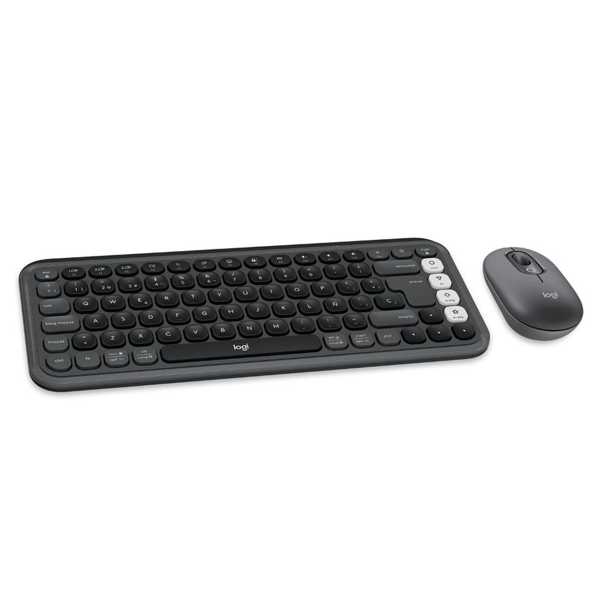 LOGITECH - Kit Teclado Y Mouse Logitech Pop Icon, Español, Grafito