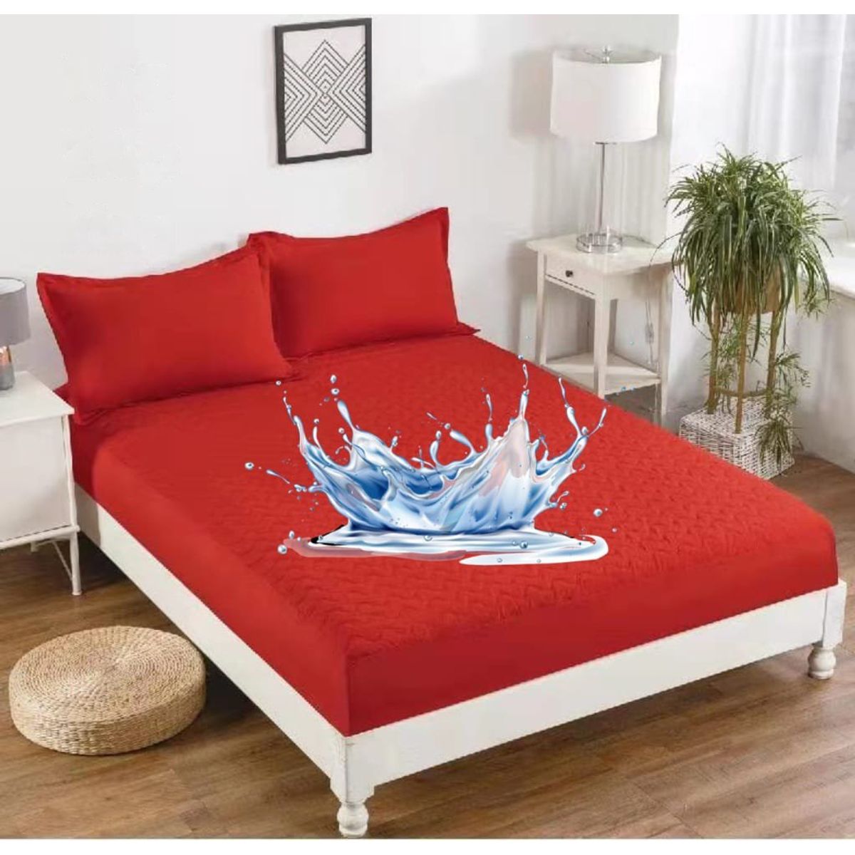 GENERICO - TOPPER O CUBRE COLCHON IMPERMEABLE KING COLOR TERRACOTA TF