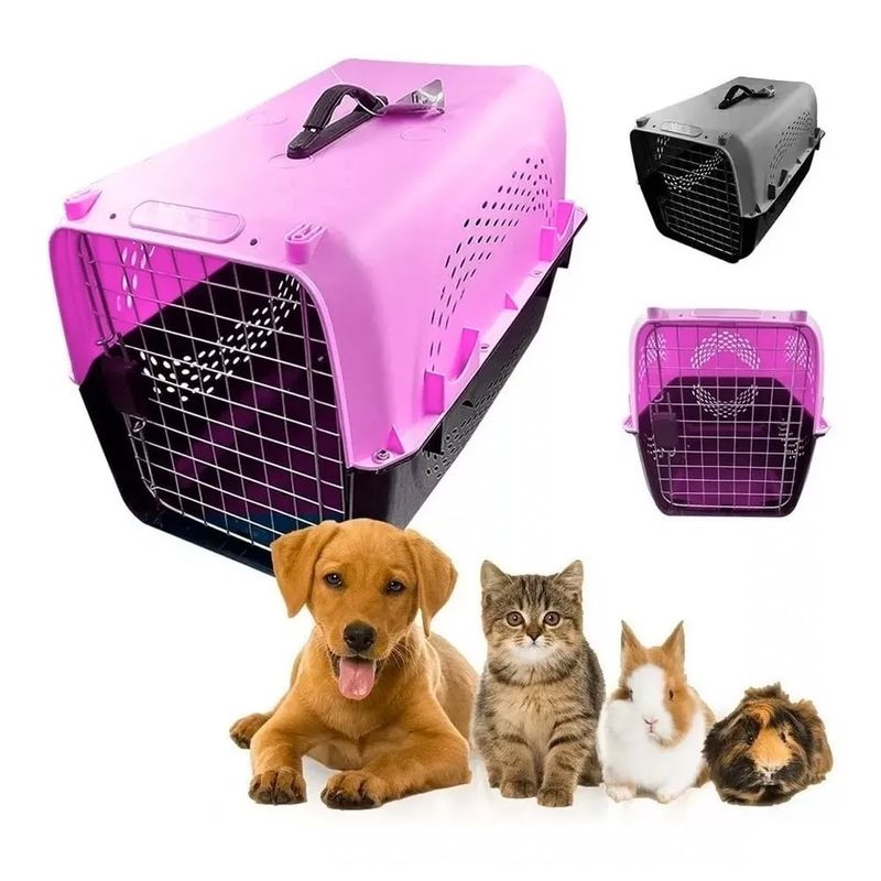 GENERICO - Caja Canil Transportadora Mascota Ventilación Talla S-m Rosa