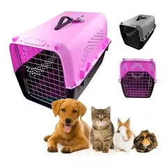 GENERICO - Caja Canil Transportadora Mascota Ventilación Talla S-m Rosa