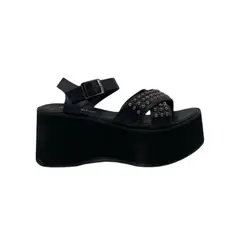 PAND G - Sandalia Negra Tachas Plataforma Mujer