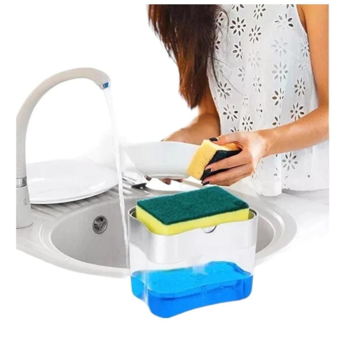 GENERICO - Dispensador Jabón Lavaplatos Esponja Automático