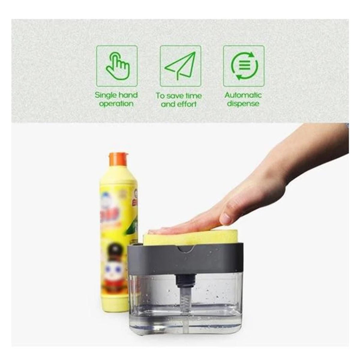 GENERICO - Dispensador Jabón Lavaplatos Esponja Automático