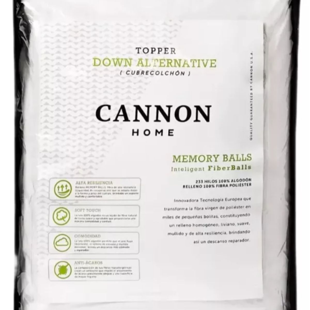 CANNON - Topper Down Alternative Cannon 1 Plazas
