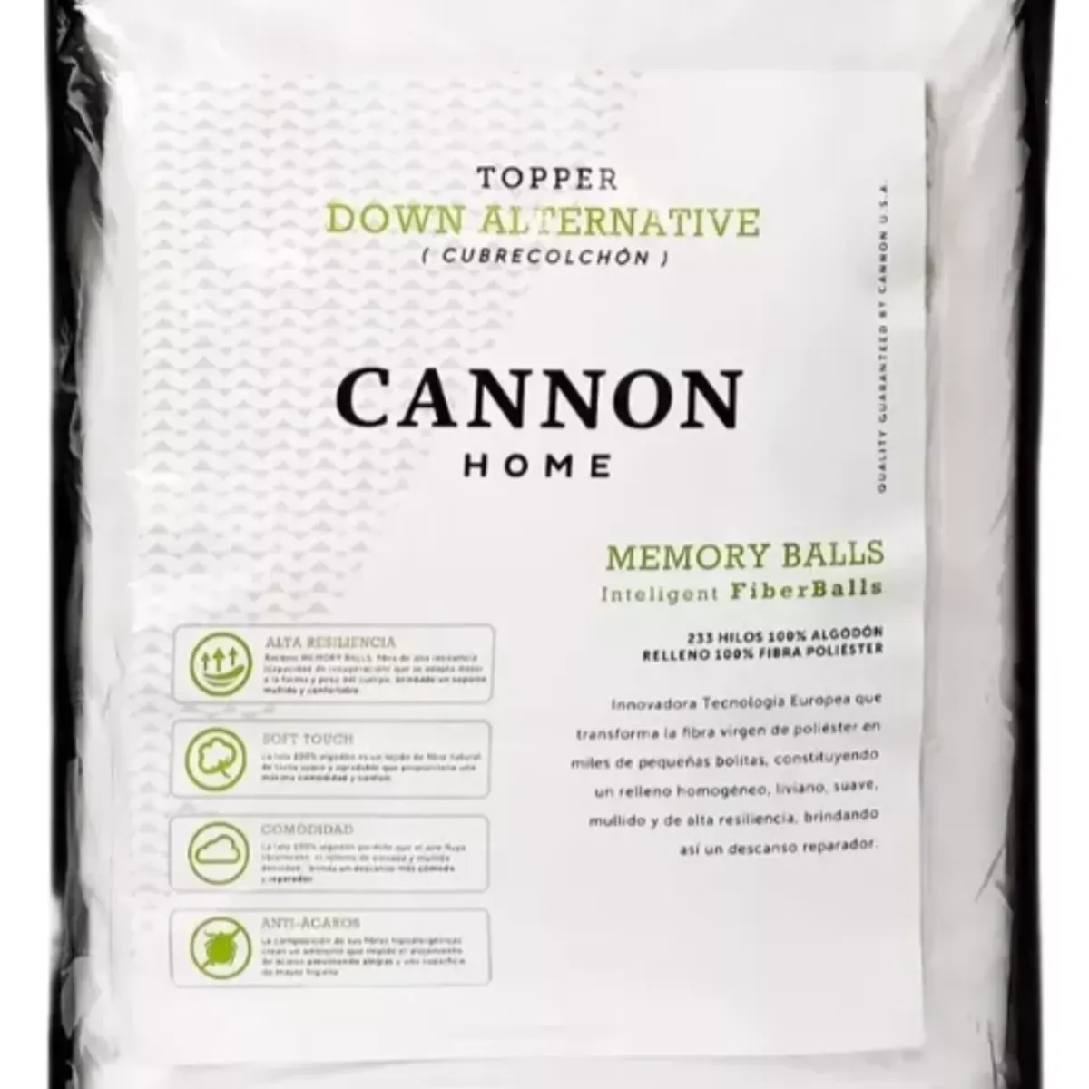 CANNON - Topper Down Alternative Cannon 1.5 Plazas