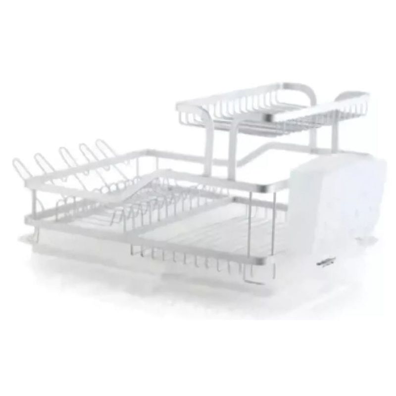 GENERICO - Elegante Secaplatos  Escurridor Aluminio Inoxidable Gris