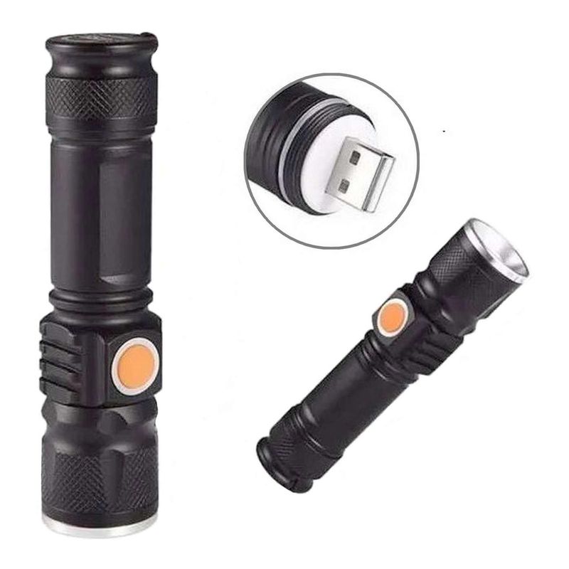 GEN - Linterna Led Con Zoom Recargable Puerto Usb Con Alto Alcance