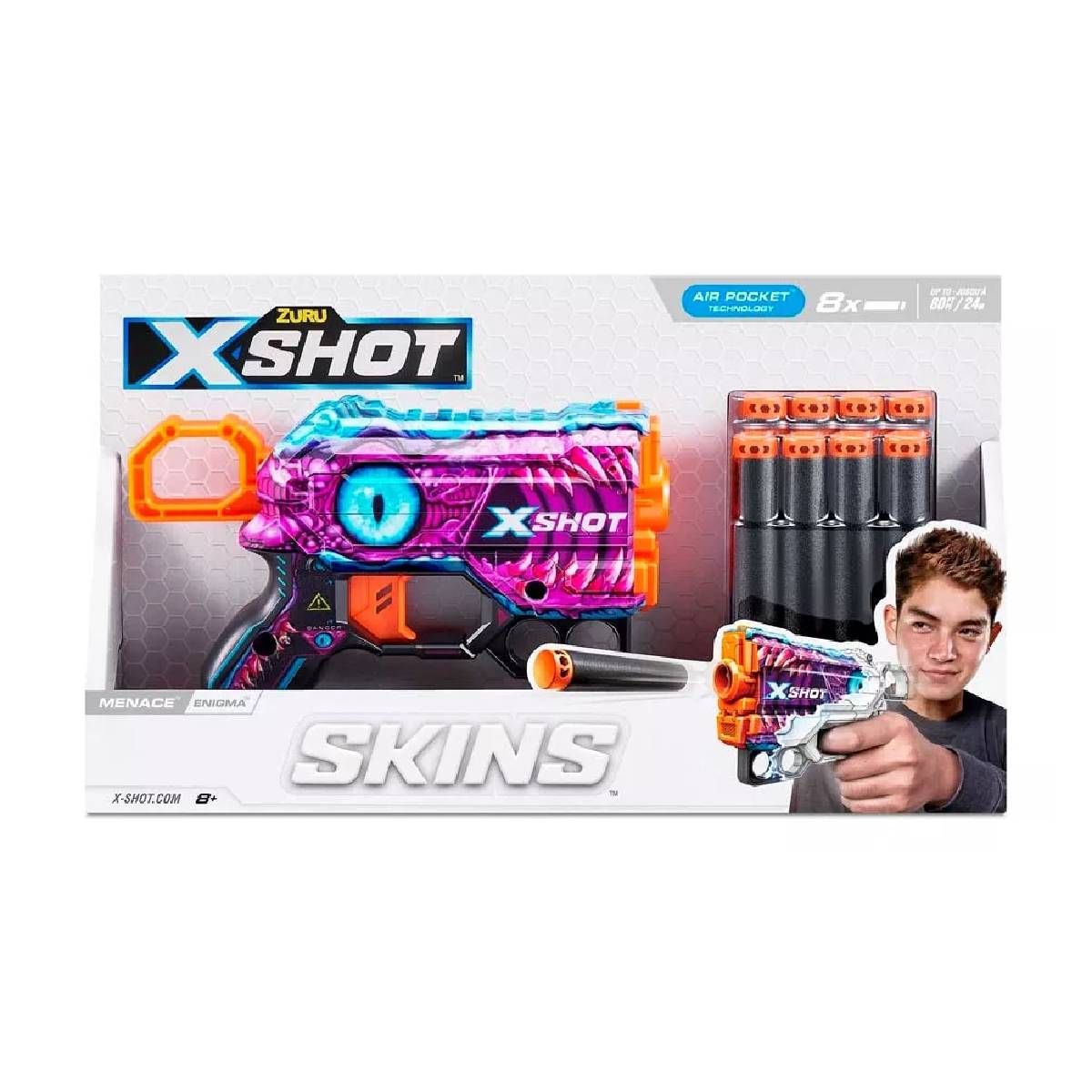 X-SHOT - Lanzador de dardos X SHOT Menace Skins 8 dardos -  Enigma