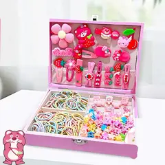 DANWEILE - Set de 156 accesorios para el pelo de princesa para niñas - Oso Fresa