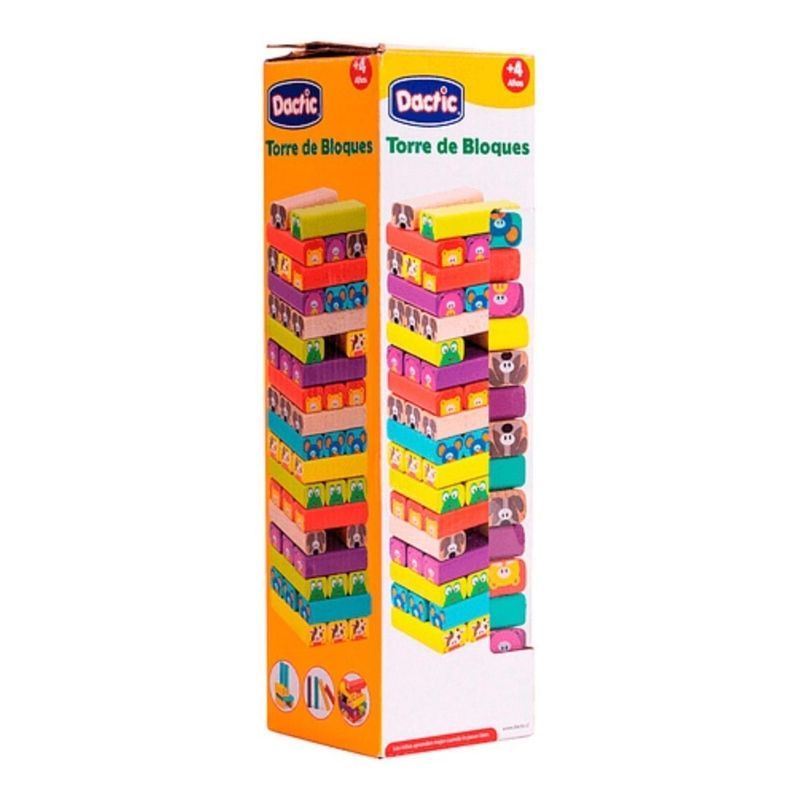 DACTIC - Torre De Bloque O Jenga De Madera Multicolor Dactic