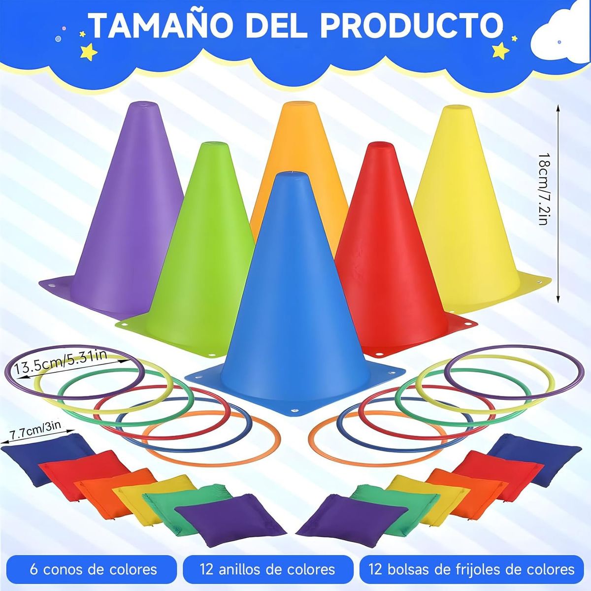 GENERICO - Juego 3 En 1 Para Carnaval Conos De Plástico Blando Jugar