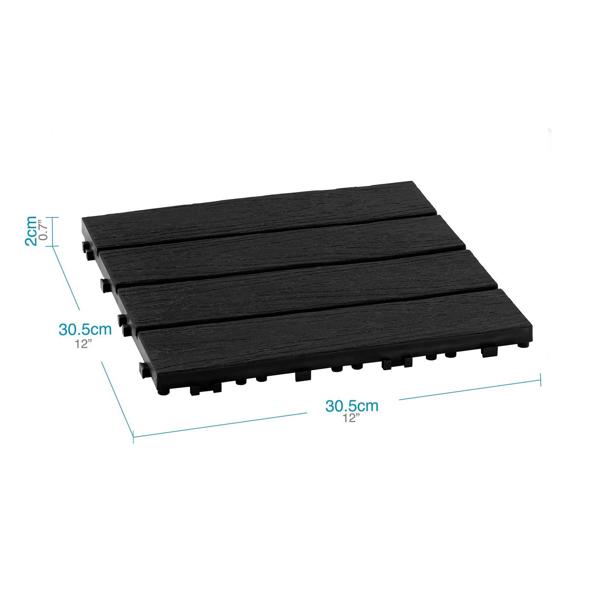 QRUBBER - Piso Jardín Armable Tipo Deck 9 Unidades Negro MQ - QRubber