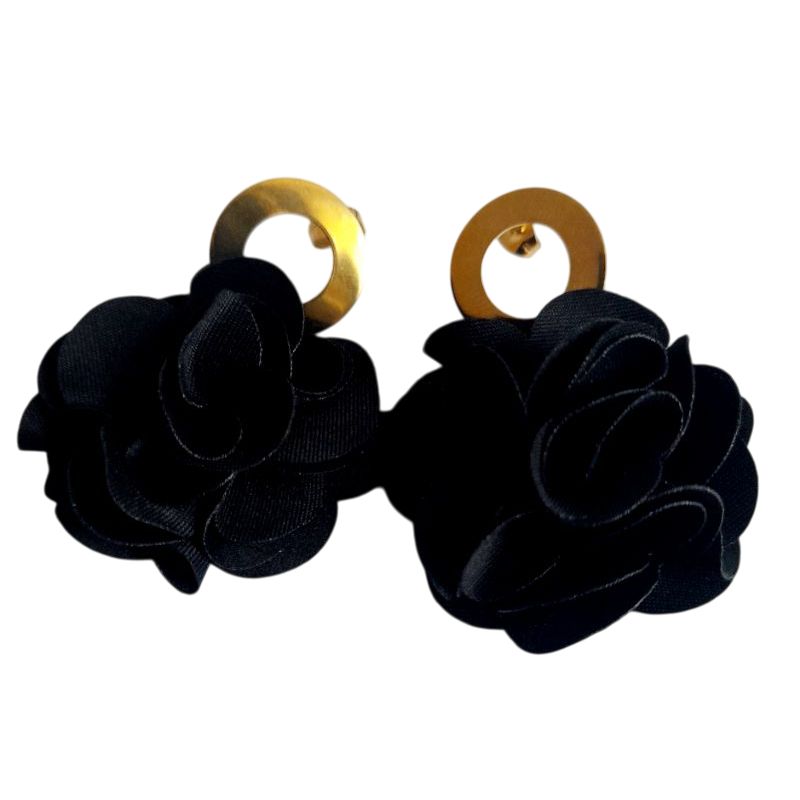 CATHALIFAUDJOYAS - Aros flor tela mediana CathalifaudJoyas