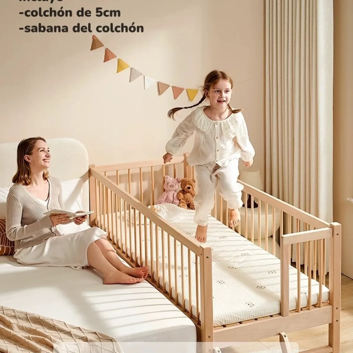 LUBABYCAS - Cama Colecho 4 Laterales Con Colchón Sabana LuBabycas