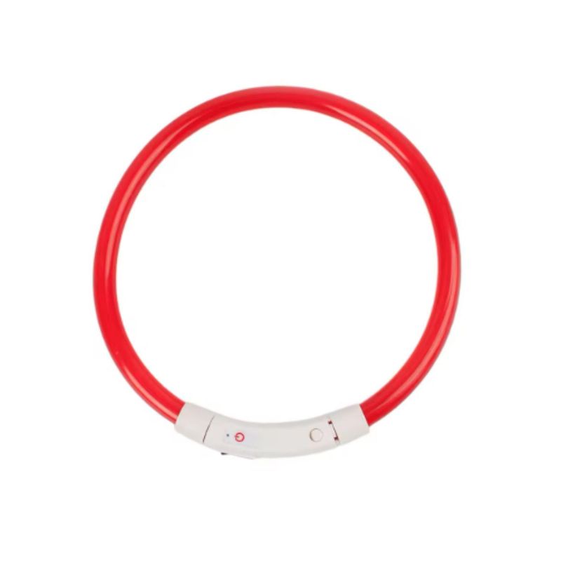 GENERICO - Collar Para Perro Luz Led Carga Usb Talla M 55cm - Rojo - M