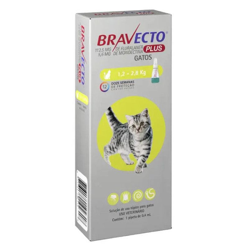 BRAVECTO - Antiparasitario Bravecto Plus Gato 1,2 a 2,8 kg.