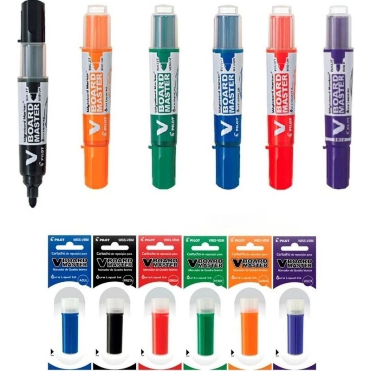 PILOT - Pack 6 Plumon De Pizarra + 6 Cartuchos Recargas. Pilot