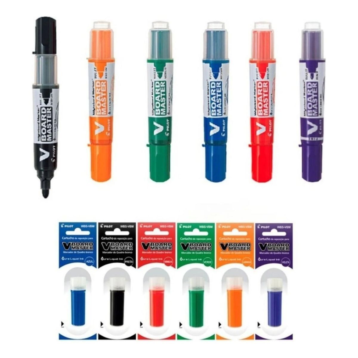 PILOT - Pack 6 Plumon De Pizarra + 6 Cartuchos Recargas. Pilot
