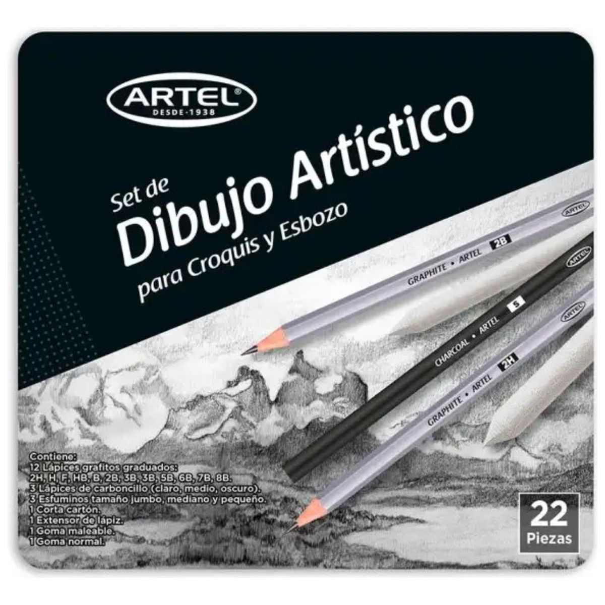 ARTEL - Set De Lápices Graduados Para Croquis Y Esbozo 22 Unid Artel
