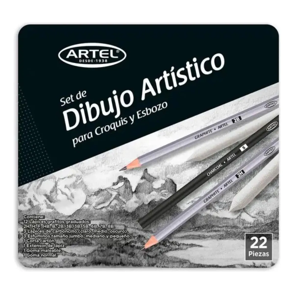 ARTEL - Set De Lápices Graduados Para Croquis Y Esbozo 22 Unid Artel