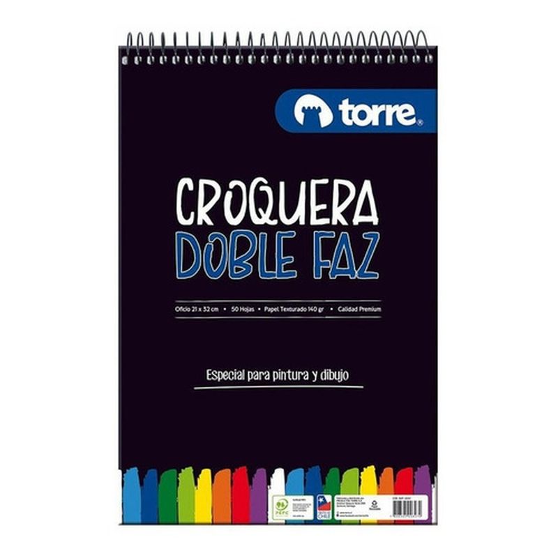 TORRE - Croquera Doble Faz Oficio 21x32 Cm 50 Hojas Torre