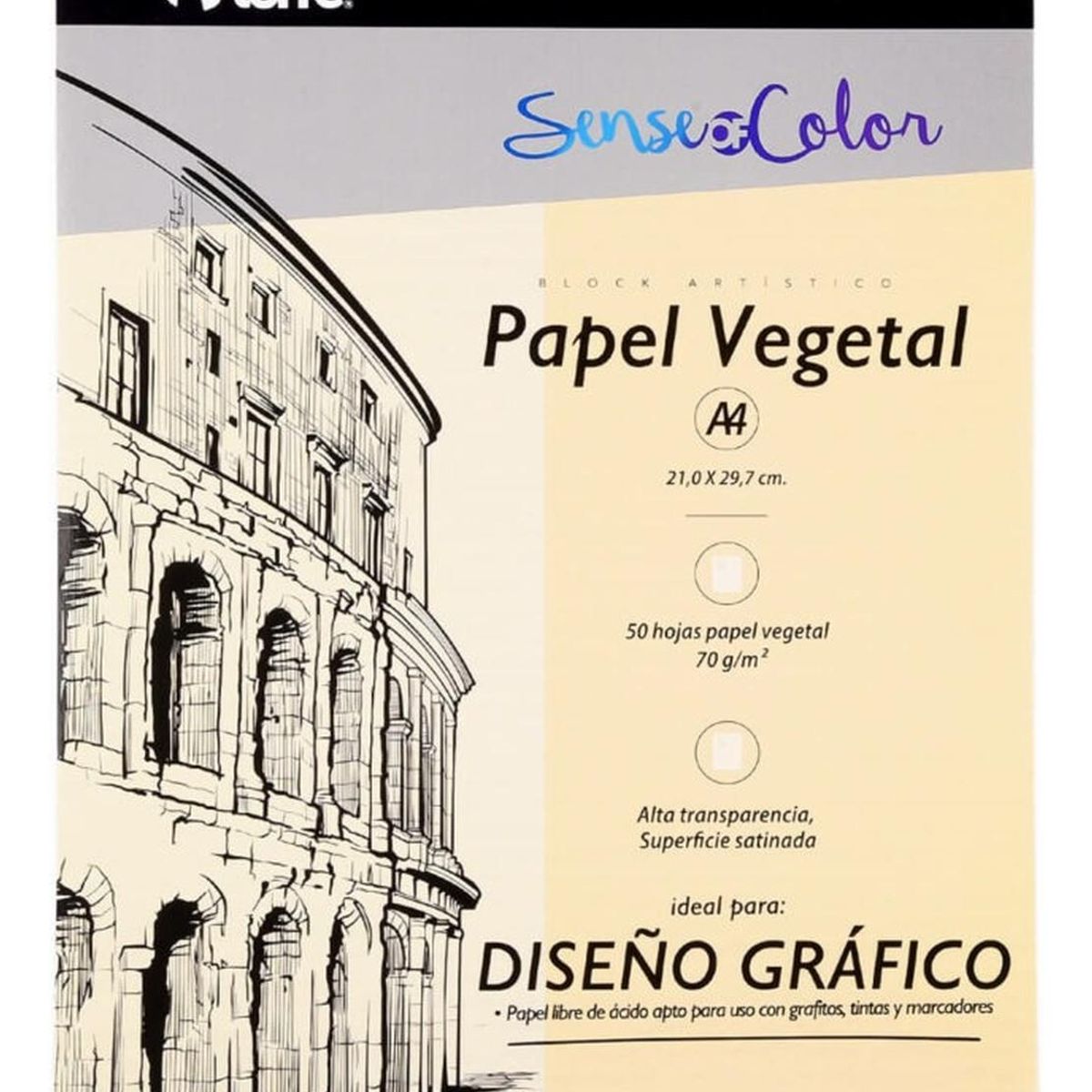 TORRE - Block Artístico Papel Vegetal A4, 50h Sense Of Color. Torre