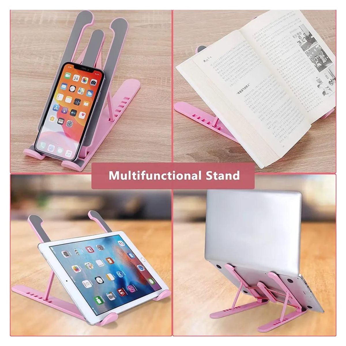 GENERICO - Soporte Plegable Antideslizante Para Laptop Rosa 6 niveles