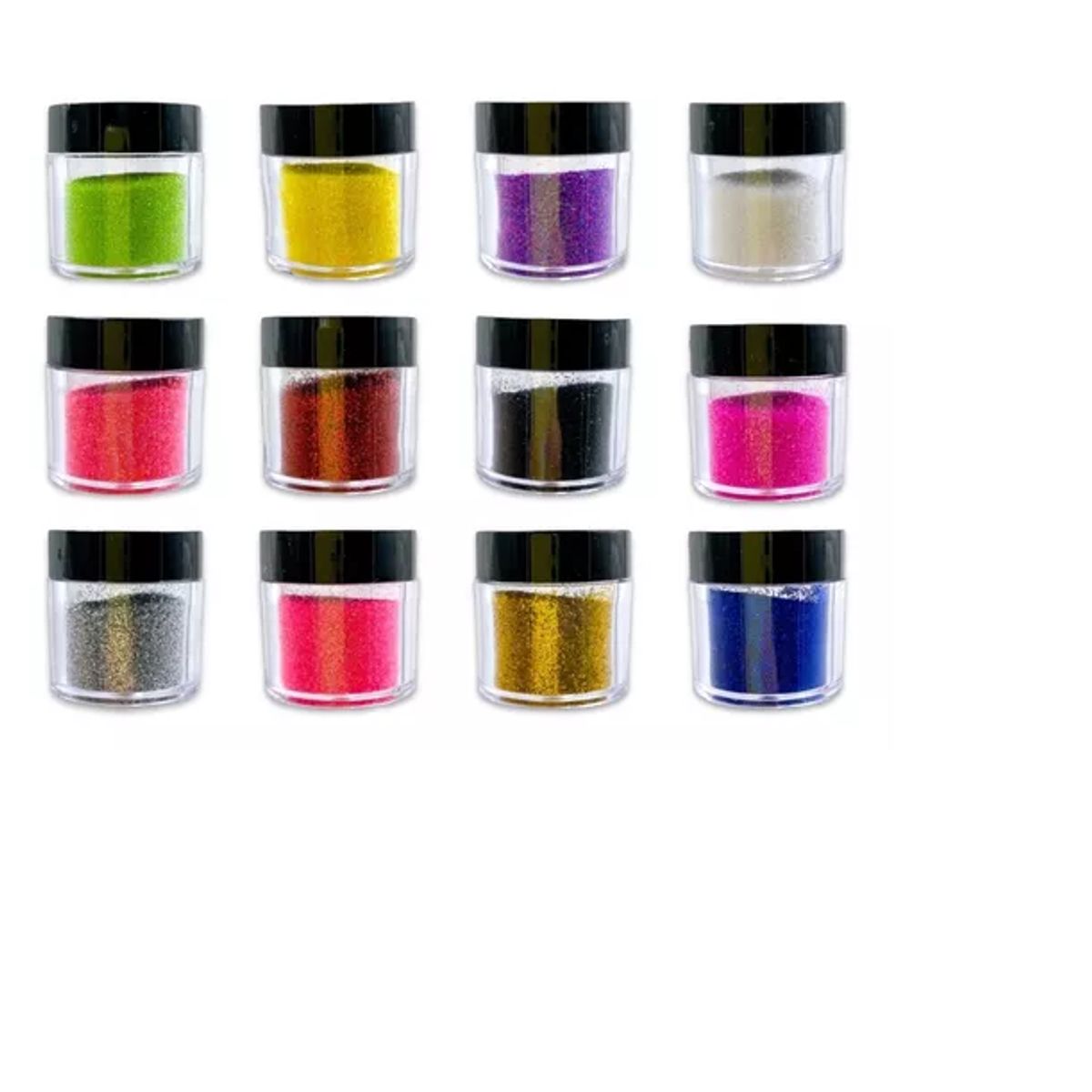 GENERICO - Pack 12 Botellitas Glitter O Escarcha Para Uñas, Maquillaje